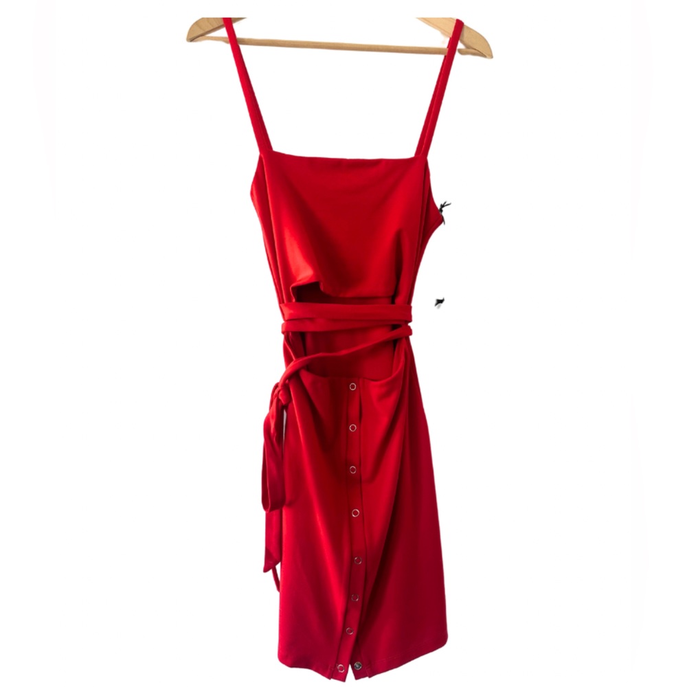 Privacy Please Cut Out with Waist Tie Mini Dress